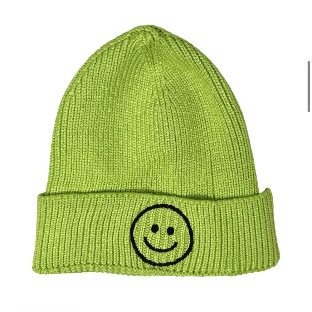 🍦HOST PICK🍦Rainbow Unicorn Birthday Surprise Smiley Beanie Bright Green LIME nwt